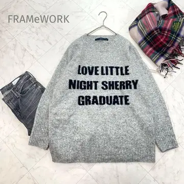 새상품급 FRAMeWORK 알파카 혼방 로고 인터샤 니트 그레이