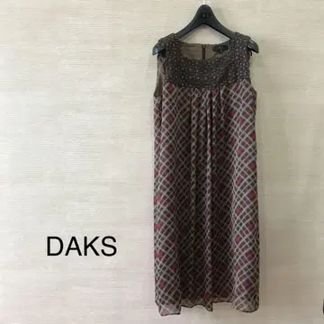 DAKS 닥스 체크 무늬 쉬폰 원피스 38