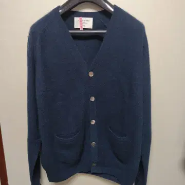 캐시미어 100% 다크 그린 V넥 가디건