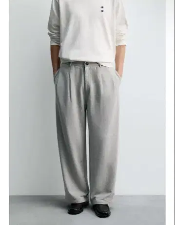 새상품 CHAMPION ZARA 플리츠 릴랙스 핏 팬츠