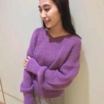 [ 새상품 ] Demi-Luxe BEAMS 모헤어 아제 V넥 풀오버