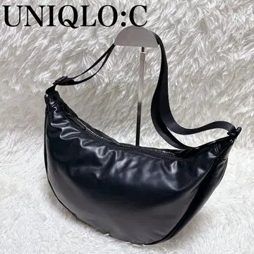 UNIQLO:C 레더 터치 라운드 숄더백 블랙