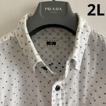 JOSEPH ABBOUD 화이트 도트 셔츠 2L 사이즈