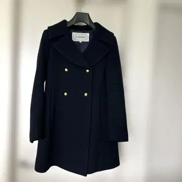 J&M Davidson 피코트 네이비 골드 버튼 미들 기장 울