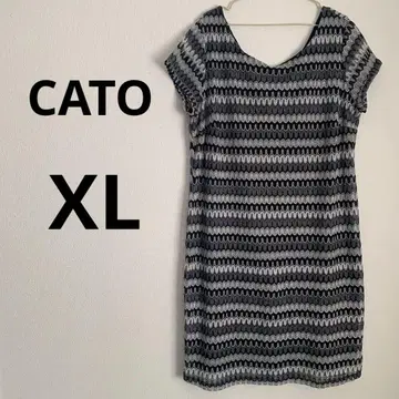CATO 반팔 무릎 기장 원피스 24W 블랙 그레이