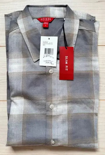 새상품 GUESS 슬림핏 체크 무늬 셔츠 S 사이즈