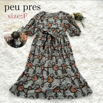 peu pres 푸프레 롱 원피스 그레이 기하학 패턴