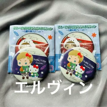 진격의 거인 산리오 엘빈 트레이딩 캔뱃지 심장을 바쳐라 키티