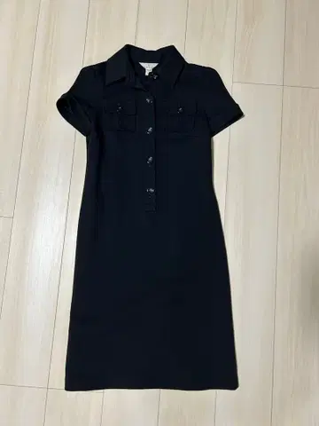 쿠미쿄쿠 네이비 피케 셔츠 원피스 반팔
