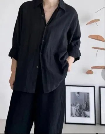 ARGUE/BELGIE LINEN CLASSIC SHRTS/Black