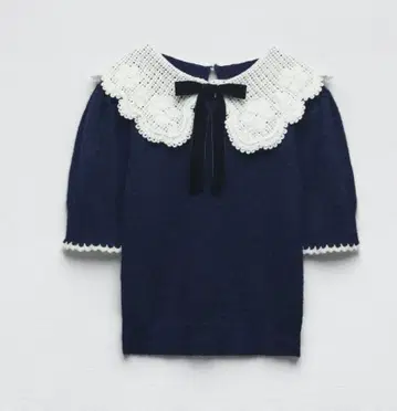 ZARA 니트 보타이 리본 레이스