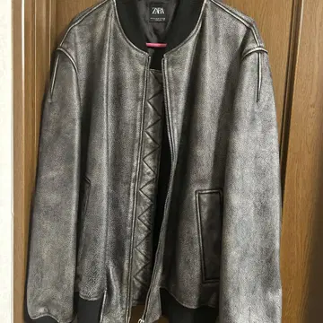 ZARA 빈티지 이펙트 가죽 자켓 소가죽