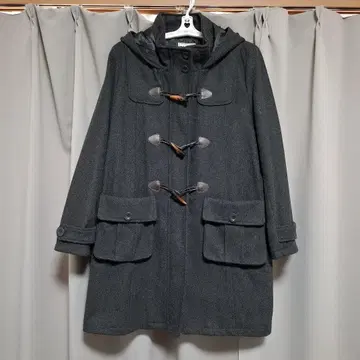 여성용 그레이 더플 코트