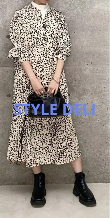 스타일 델리 [ LUXE ] 레오파드 무늬 도트 개더 원피스