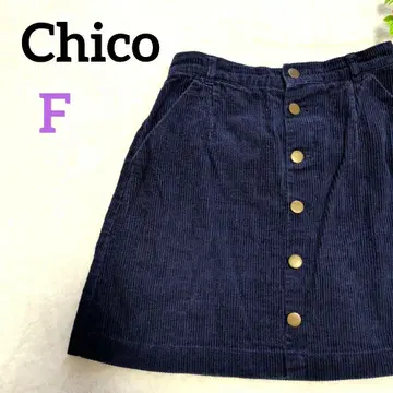 Chico 네이비 코듀로이 무릎 위 스커트형 팬츠 사양 F