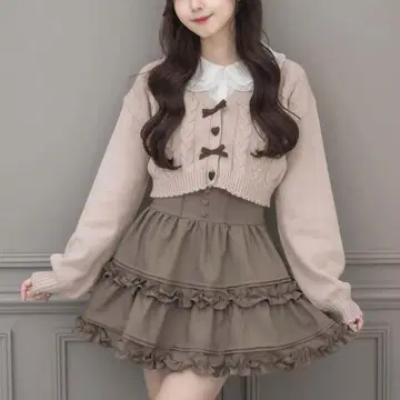 pium 하트 리본 케이블 가디건