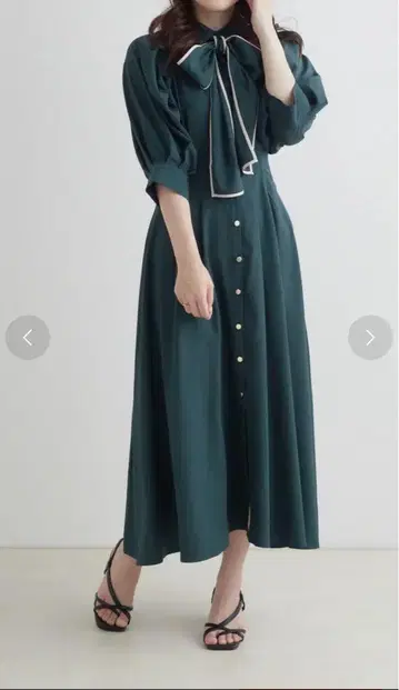 다크 그린 셔츠 원피스 반팔