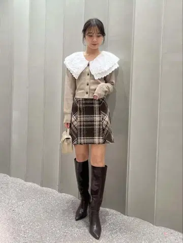 SNIDEL 스나이델 레이스 칼라 니트 풀오버