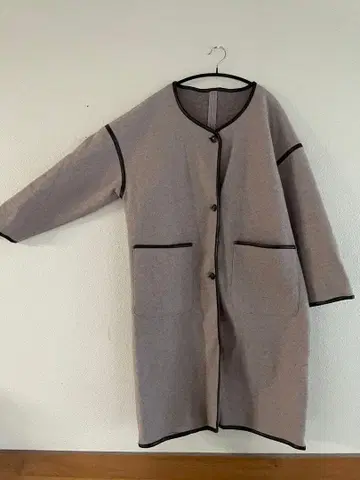 울 혼방 그레이 롱 코트 M