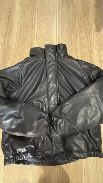 블랙 합성 피혁 자켓