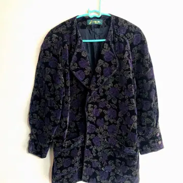 장미색의 삶 롱 자켓 코트 꽃무늬 벨로아 장미색의 삶