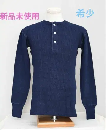 웨어하우스 5912 인디고 4본침 헨리넥 와플 긴팔 티셔츠