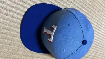 스카이블루와 파랑 자수 로고 야구 모자