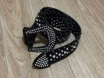 스톤 부착 블랙 벨트