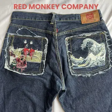RED MONKEY COMPANY 우키요에 자수 데님