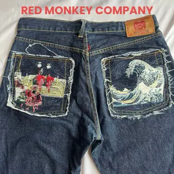 RED MONKEY COMPANY 우키요에 자수 데님