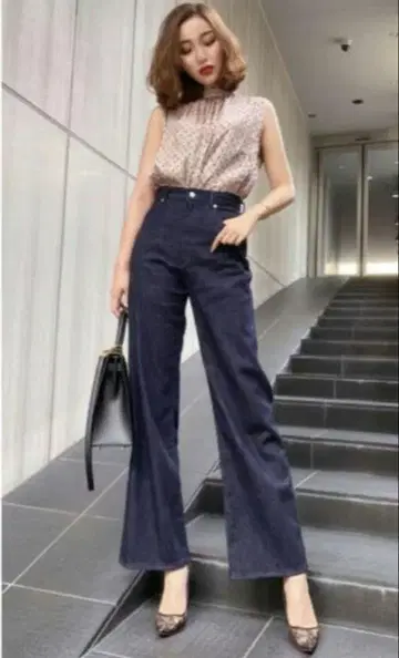 새상품급 셰리에 sheller 하이라이즈 와이드 레그 데님 청바지