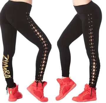 ZUMBA 레이스업 피트니스 레깅스 블랙 XS 줌바