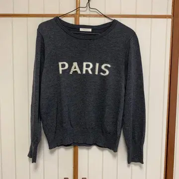 FAVORI PARIS 자수 다크 그레이 긴팔 니트 38