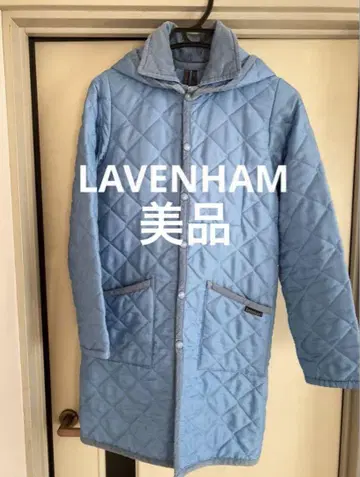 [ LAVENHAM ] 스카이블루 퀼팅 자켓 후드 부착