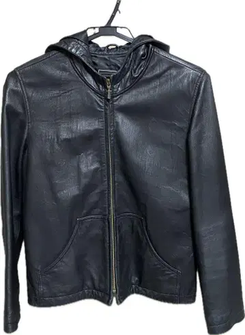 가죽 지퍼 후드티 숏 기장 y2k 천연 가죽 hoodie 블랙