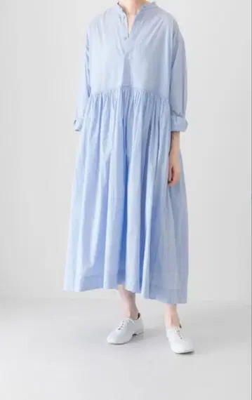 카구레 코튼 개더 셔츠 원피스
