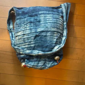 블루 계열 스트라이프 숄더백 방울 달린 태국 치앙마이 잡화