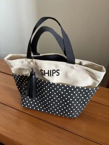 SHIPS 토트백 태슬 포켓 토트백 도트