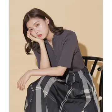 질 바이 질 스튜어트 하프 지퍼 니트 도킹 원피스