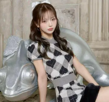 다리치 체크 니트 셋업