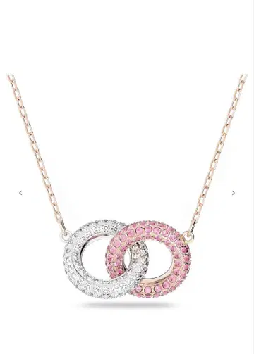 Swarovski 인터로킹 서클 핑크 골드 목걸이