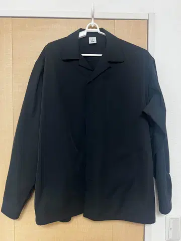 트라이언탄 오픈 카라 셔츠 긴팔 블랙 XL