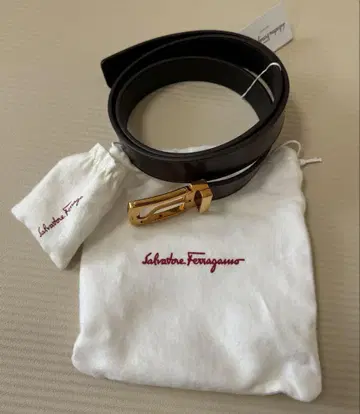 Salvatore Ferragamo 블랙 가죽 벨트 골드 버클