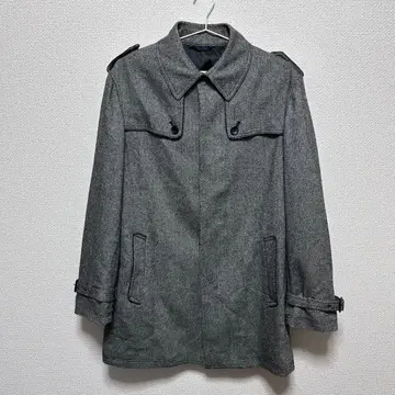 [ 고급 울 혼방으로 따뜻한! D'HOMME 그레이 코트 L ]