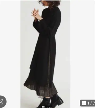 Mila Owen 스커트 레이어드 니트 원피스 블랙