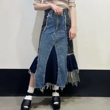 말 리메이크 데님 스커트