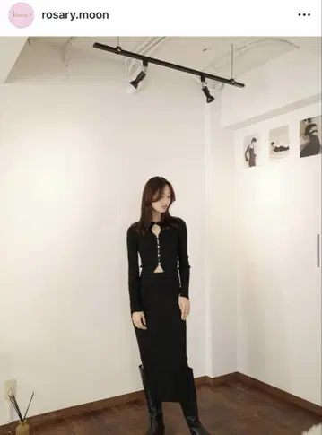 블랙 리브 편직 셋업