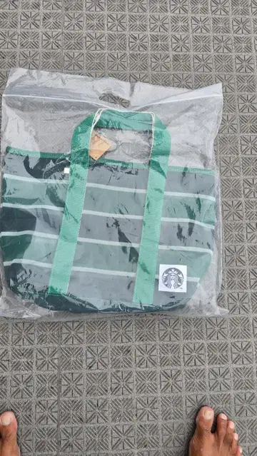 스타벅스 메쉬 토트백 그린 블랙