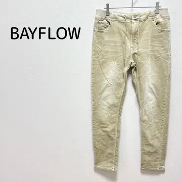 BAYFLOW 맨투맨 데님풍 컬러 팬츠 M 베이지 슬림 레그 하의