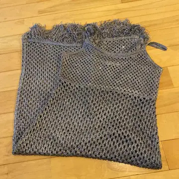 [ moussy ] MESH FRINGE 니트 드레스